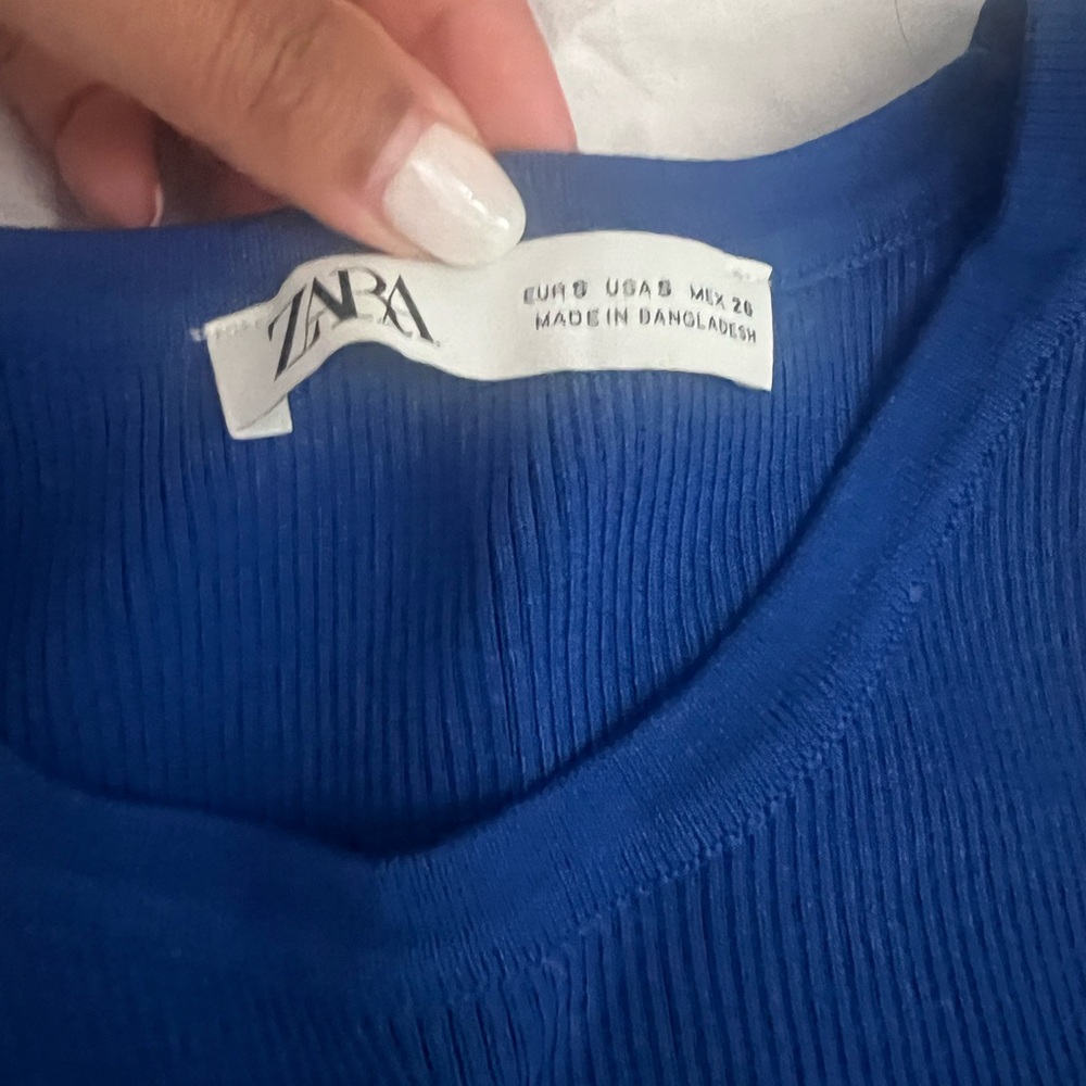 Zara Women's Blue Ribbed Tank Top - Picture 2 of 2